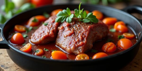 Daube de bœuf traditionnelle : savoureuse cuisson au vin rouge et légumes mijotés